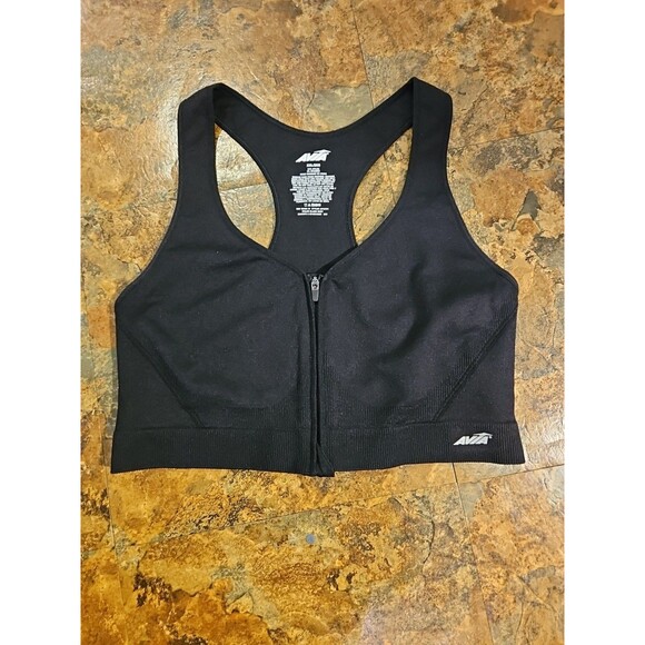 Avia Ladies Zip Front Sports Bra  XXL- 2XG Nylon Black *NO pads* ex condition(B2 - Picture 1 of 8